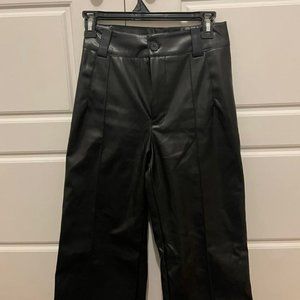Faux Leather Wide Leg High Waist Pants